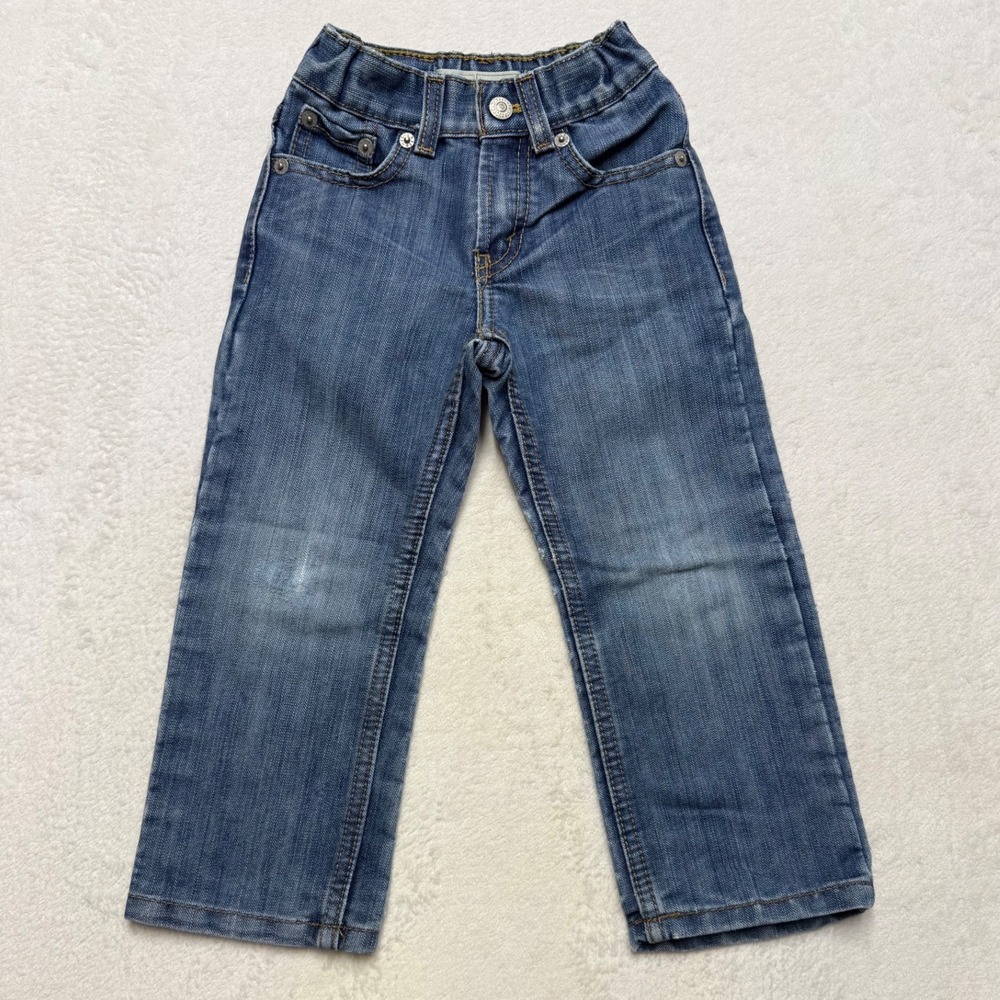Levis 514 Slim Straight Jeans Adjustable Waist Blue Denim Toddler Boys 3T